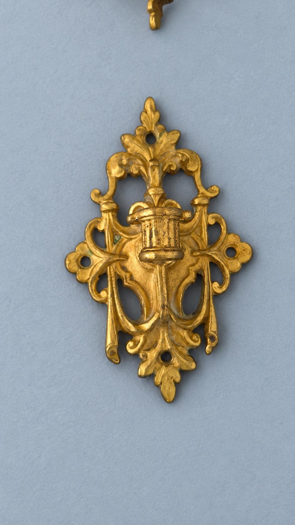 Pair of Gilt Metal Swing-Arm Candle Wall Sconces with Winged Cherub Busts, Vintage
