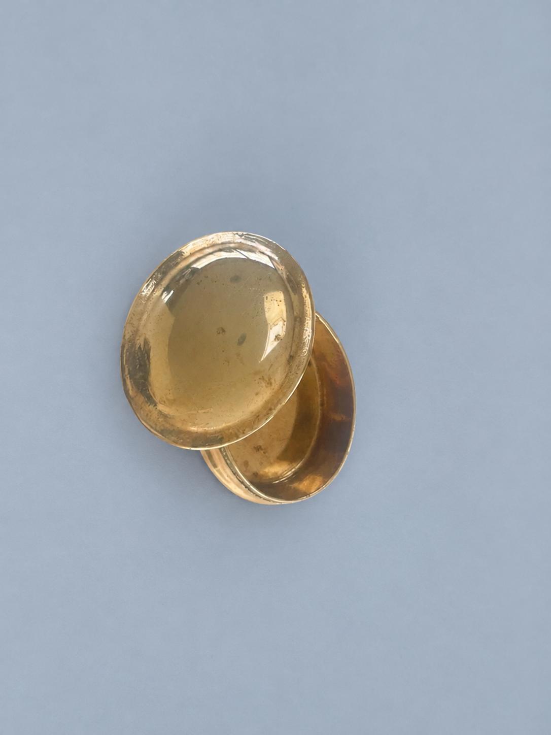Vintage 1920s–30s Small Oval Brass-Tone Box with Slip-On Lid