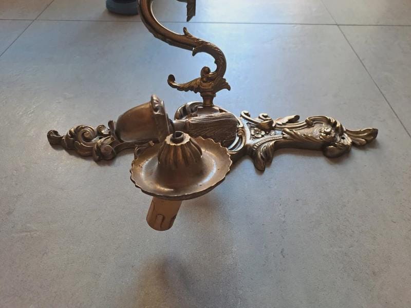 Vintage Rococo Style Two-Light Wall Sconce, Scrolled Cartouche Backplate with Acanthus Arms, 40 cm