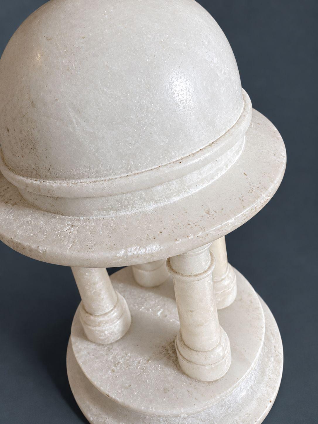 Antique 19th Century Alabaster Temple of Vesta, Grand Tour Souvenir with Four Columns and Domed Roof, Neoclassical Decor