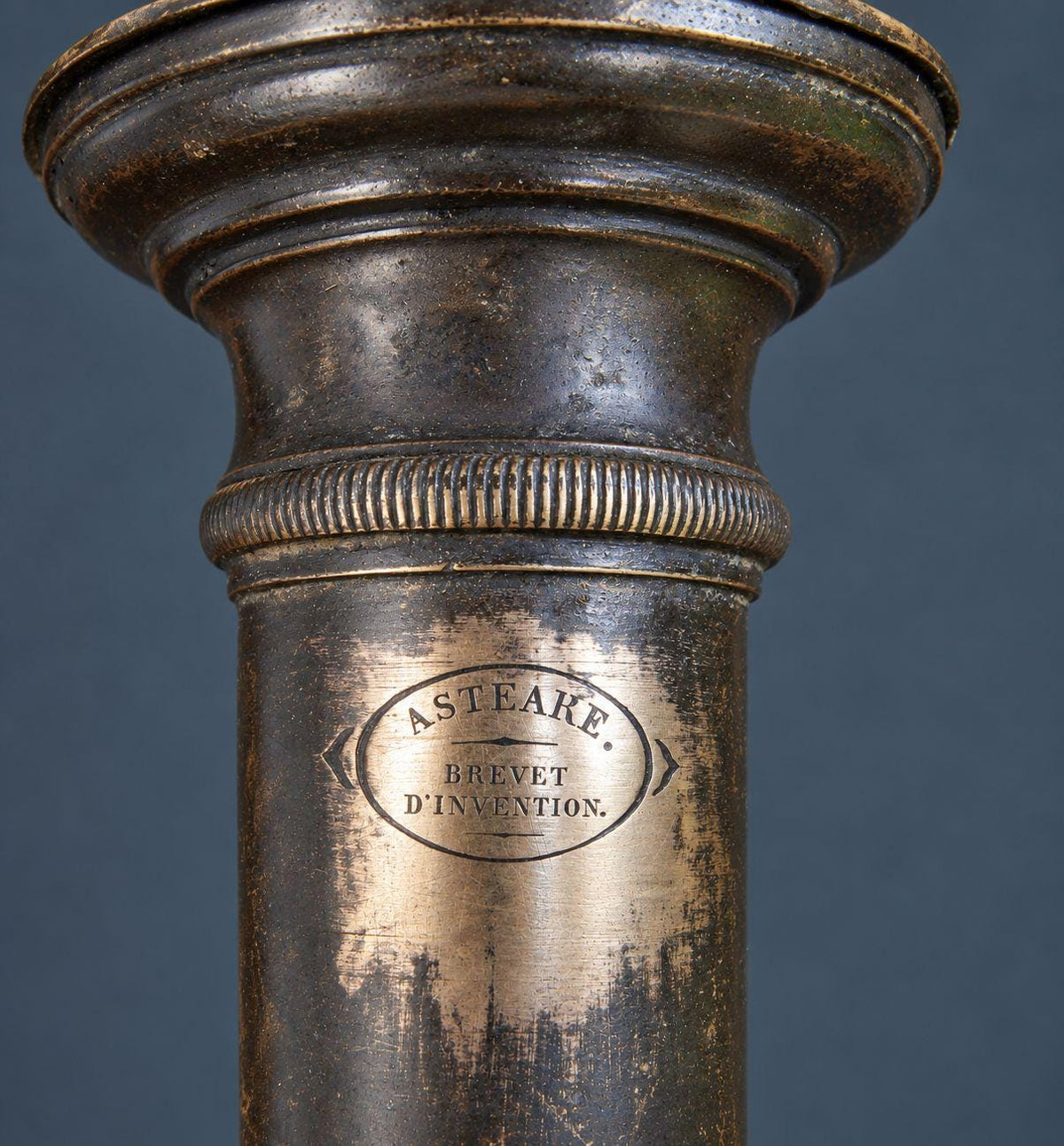 Pair of Antique French Asteare Patent Candlesticks, Spring-Loaded Column Candle Holders with Acanthus Tripod Bases, circa 1850
