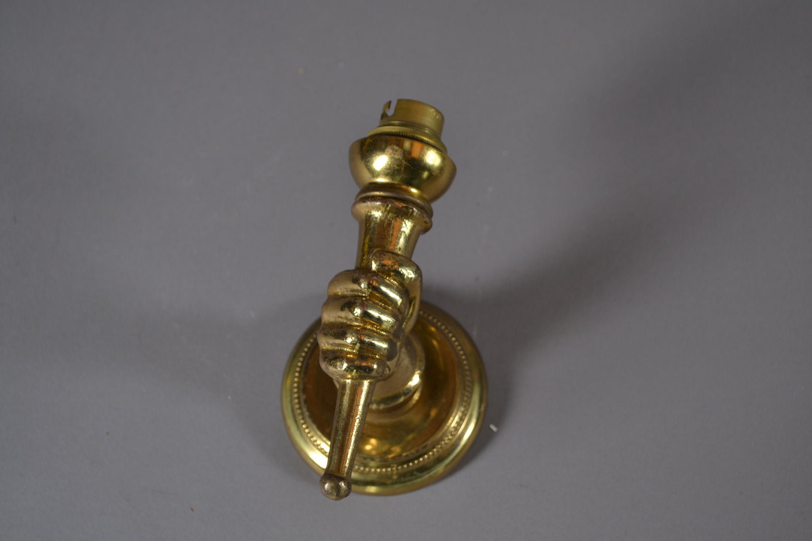 Brass Wall Sconce, Hand-Form Torch — French Art Deco Style, 1930s