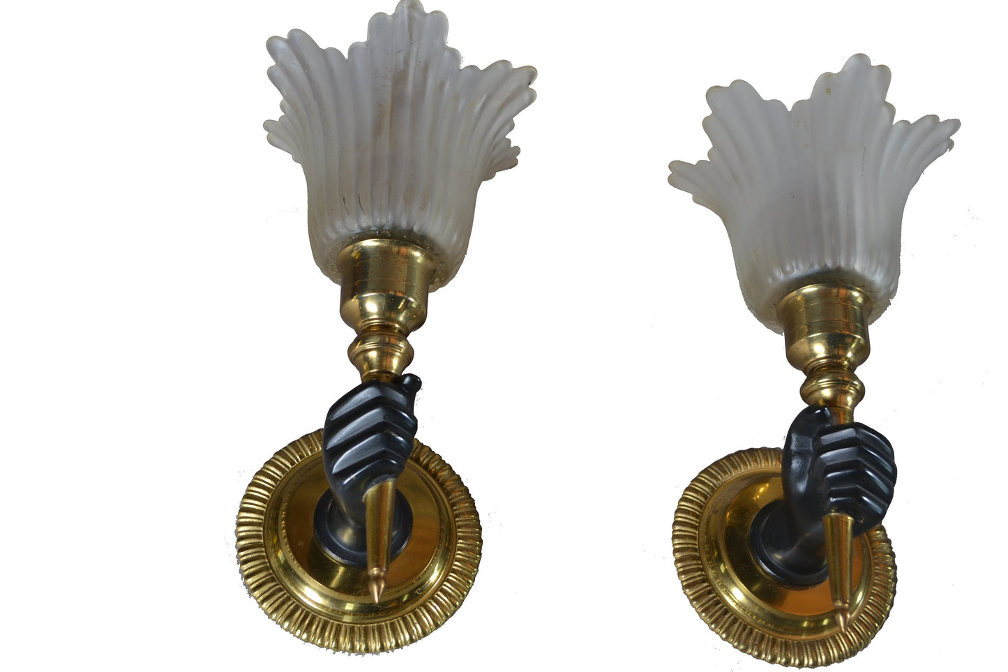 Fist holding torch wall scone Pair 1930s