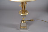 Boulanger Pineapple Palm Lamp in brushed steel, inspired by Maison Charles. A vintage Belgian Hollywood Regency table lamp with a modern touch. Featuring a timeless mid-century design, this elegant lamp is perfect for Art Deco interiors, retro home decor, or as a statement lighting piece. In very good condition with minor patina. Shade not included, carefully packed for shipping.