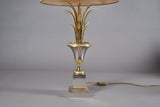 Boulanger Pineapple Palm Lamp in brushed steel, inspired by Maison Charles. A vintage Belgian Hollywood Regency table lamp with a modern touch. Featuring a timeless mid-century design, this elegant lamp is perfect for Art Deco interiors, retro home decor, or as a statement lighting piece. In very good condition with minor patina. Shade not included, carefully packed for shipping.