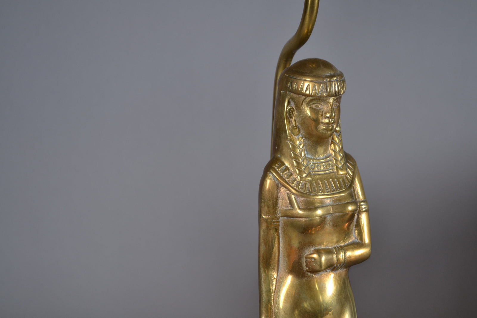 Vintage Egyptian Revival Table Lamp, Gold-Toned Woman Figure, Art Deco Style, 1970s