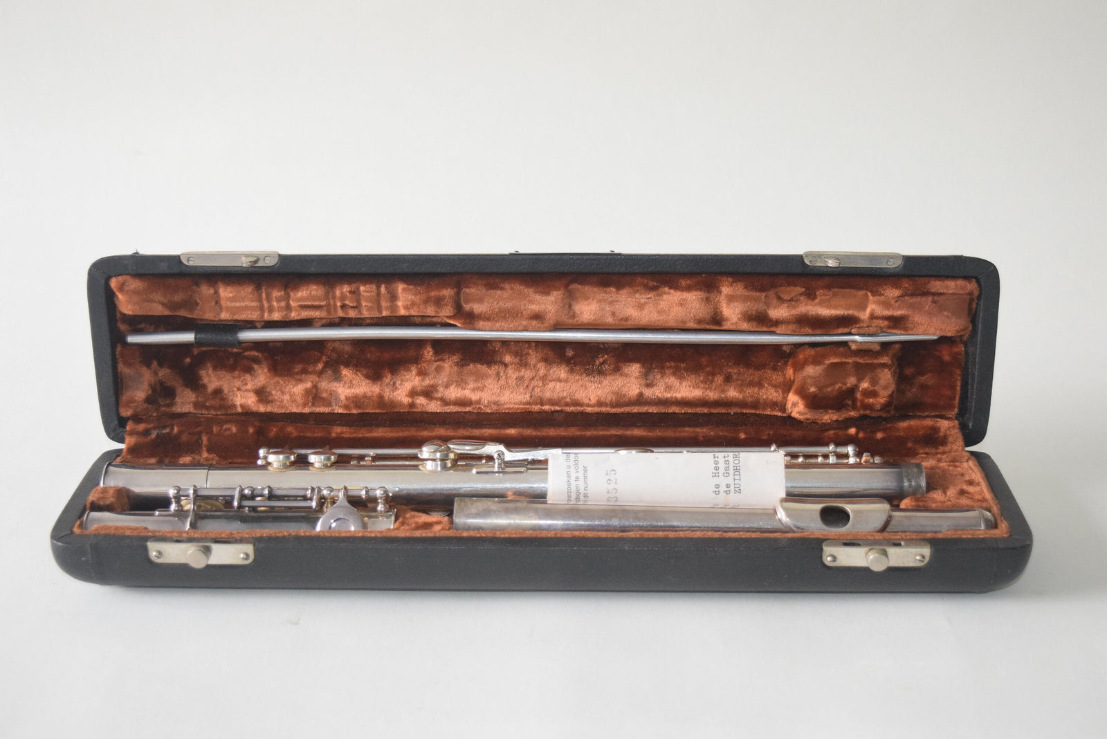 Vintage German-Style Silver-Plated Concert Flute, Closed-Hole, with 1973 Repair Invoice, Needs Service