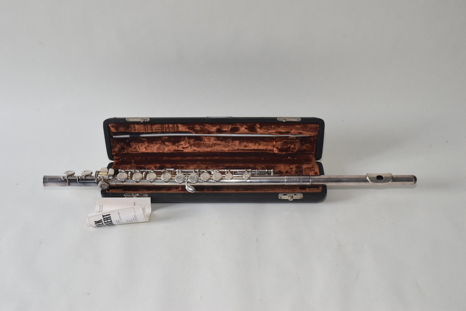 Vintage German-Style Silver-Plated Concert Flute, Closed-Hole, with 1973 Repair Invoice, Needs Service