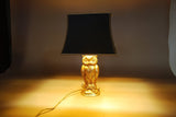 Vintage Gold Owl Table Lamp, Loevsky & Loevsky by Deknudt, Hollywood Regency, Belgium, 1960s/70s