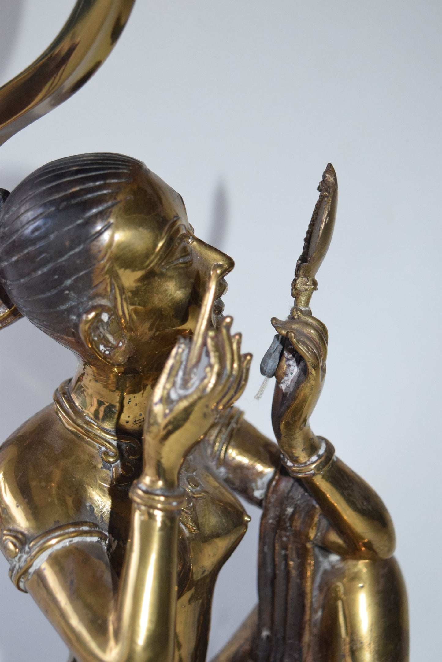 Vintage Brass sculpture lamp of a woman sitting