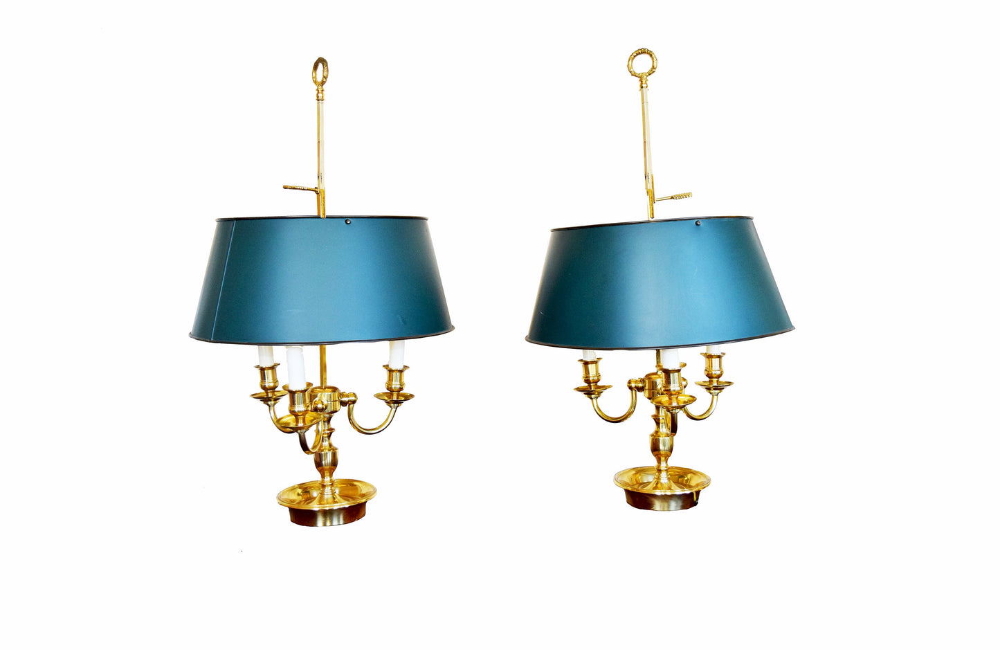 Pair of French Empire style  Brass Bouillotte Lamps