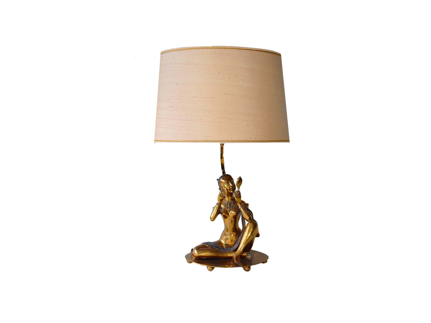 Vintage Brass sculpture lamp of a woman sitting