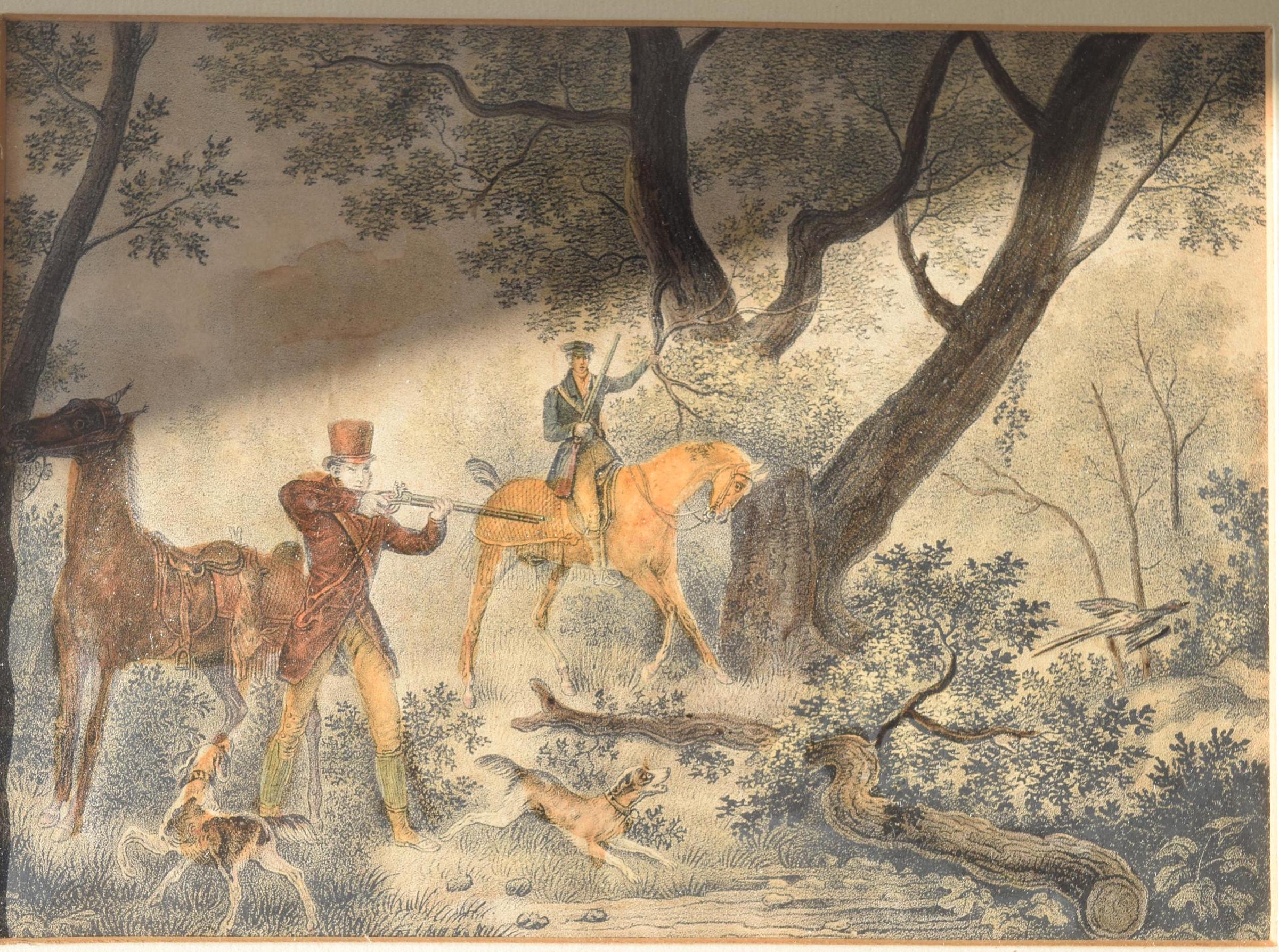 Antique Hand-Colored Hunting Engraving, Chasseur Au Tir | Jazet after Carle Vernet, 1830s | Framed French Equestrian Art