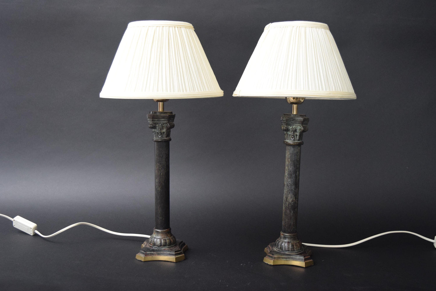 Pair of Vintage Column Table Lamps