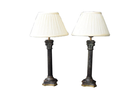 Pair of Vintage Column Table Lamps