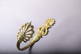 Antique Gilded Bronze Curtain Holdbacks, French 19th Century Foliate Scroll Design (Set of 3)