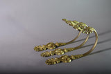 Antique Gilded Bronze Curtain Holdbacks, French 19th Century Foliate Scroll Design (Set of 3)