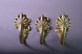 Antique Gilded Bronze Curtain Holdbacks, French 19th Century Foliate Scroll Design (Set of 3)