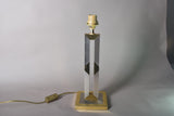 Vintage Brass and Chrome Table Lamp, Open-Frame Tower Base, in the Style of Willy Rizzo, 1980s