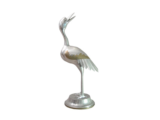 Chrome Vintage Crane Bird Sculpture 1960s