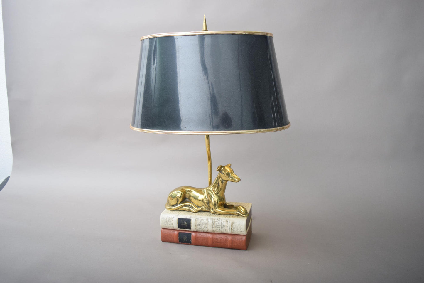 Brass greyhound table lamp by Thomas Blakemore, Walsall, England