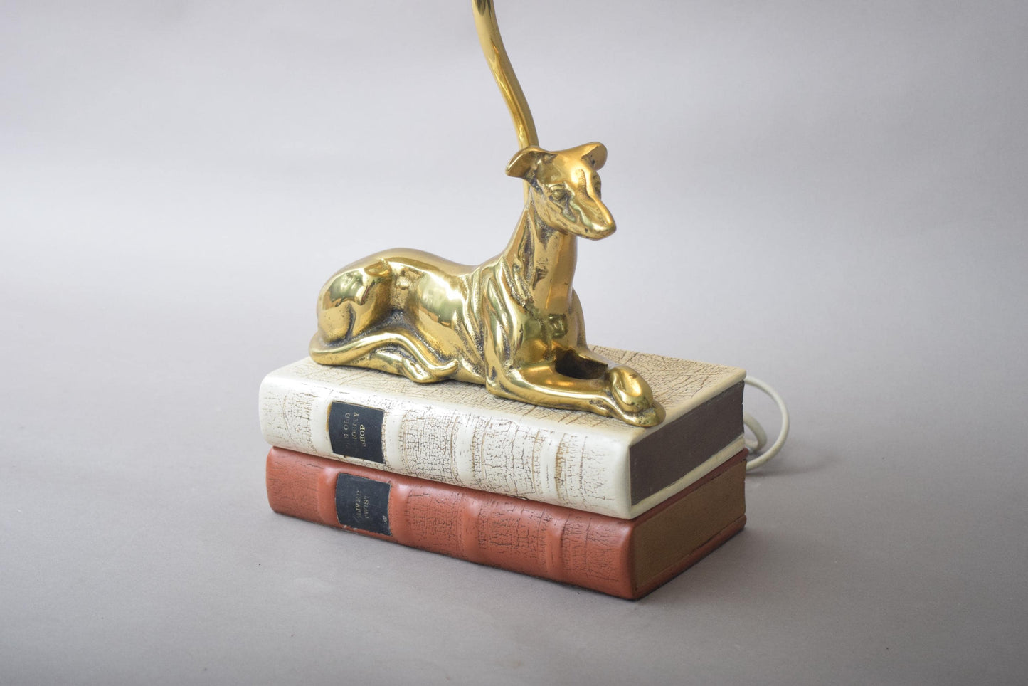 Brass greyhound table lamp by Thomas Blakemore, Walsall, England