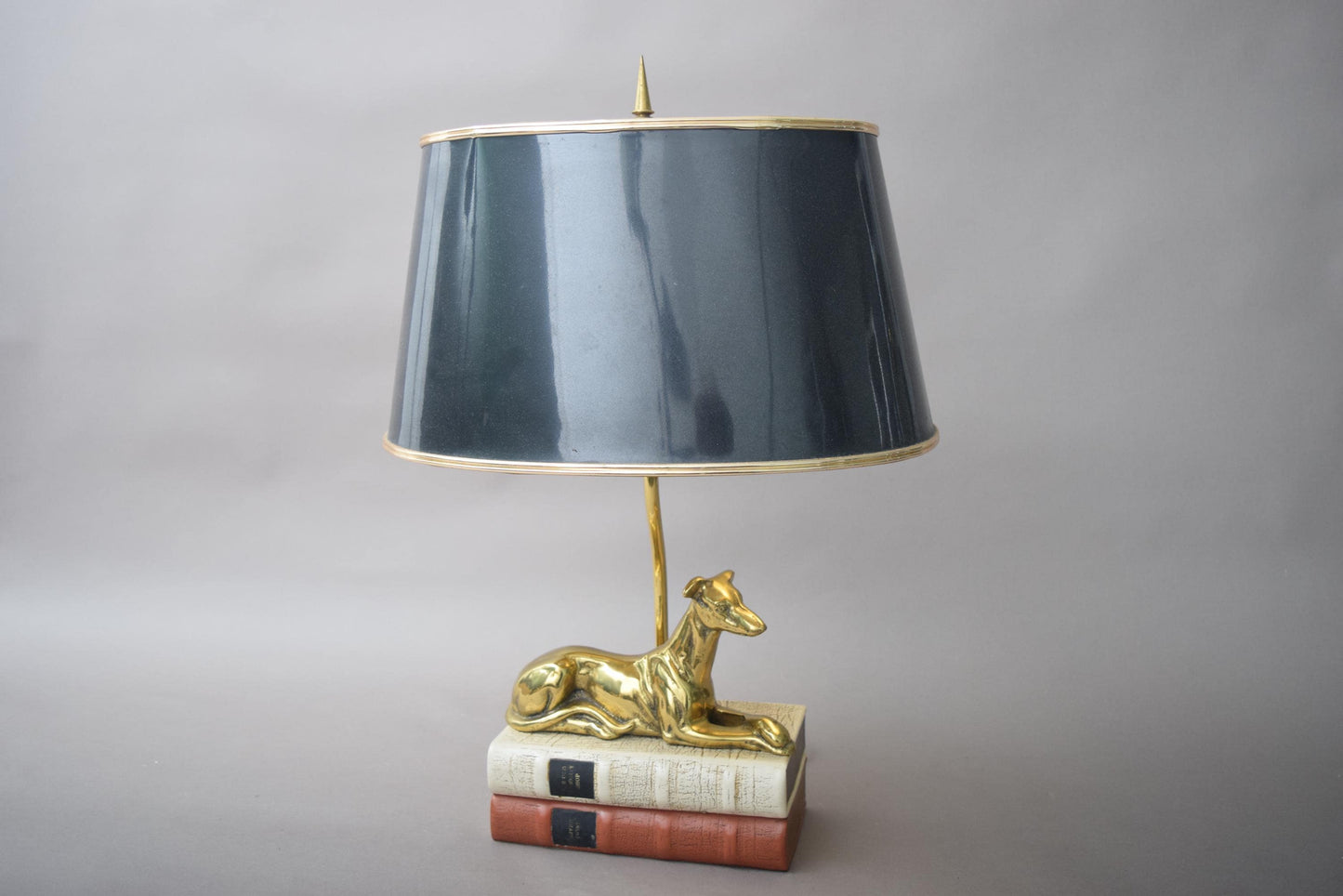 Brass greyhound table lamp by Thomas Blakemore, Walsall, England