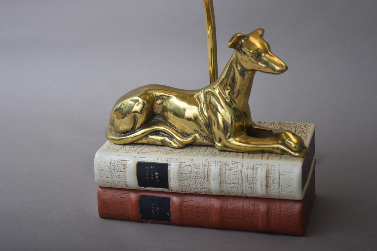 Brass greyhound table lamp by Thomas Blakemore, Walsall, England