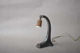 Antique Brass Gooseneck Desk Lamp, Fluted Stepped Base — American, circa 1920s