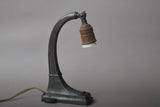 Antique Brass Gooseneck Desk Lamp, Fluted Stepped Base — American, circa 1920s