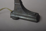 Antique Brass Gooseneck Desk Lamp, Fluted Stepped Base — American, circa 1920s