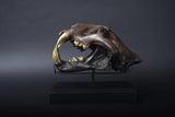 Bronze-Finished Big Cat Skull Sculpture, Gothic Decor Piece