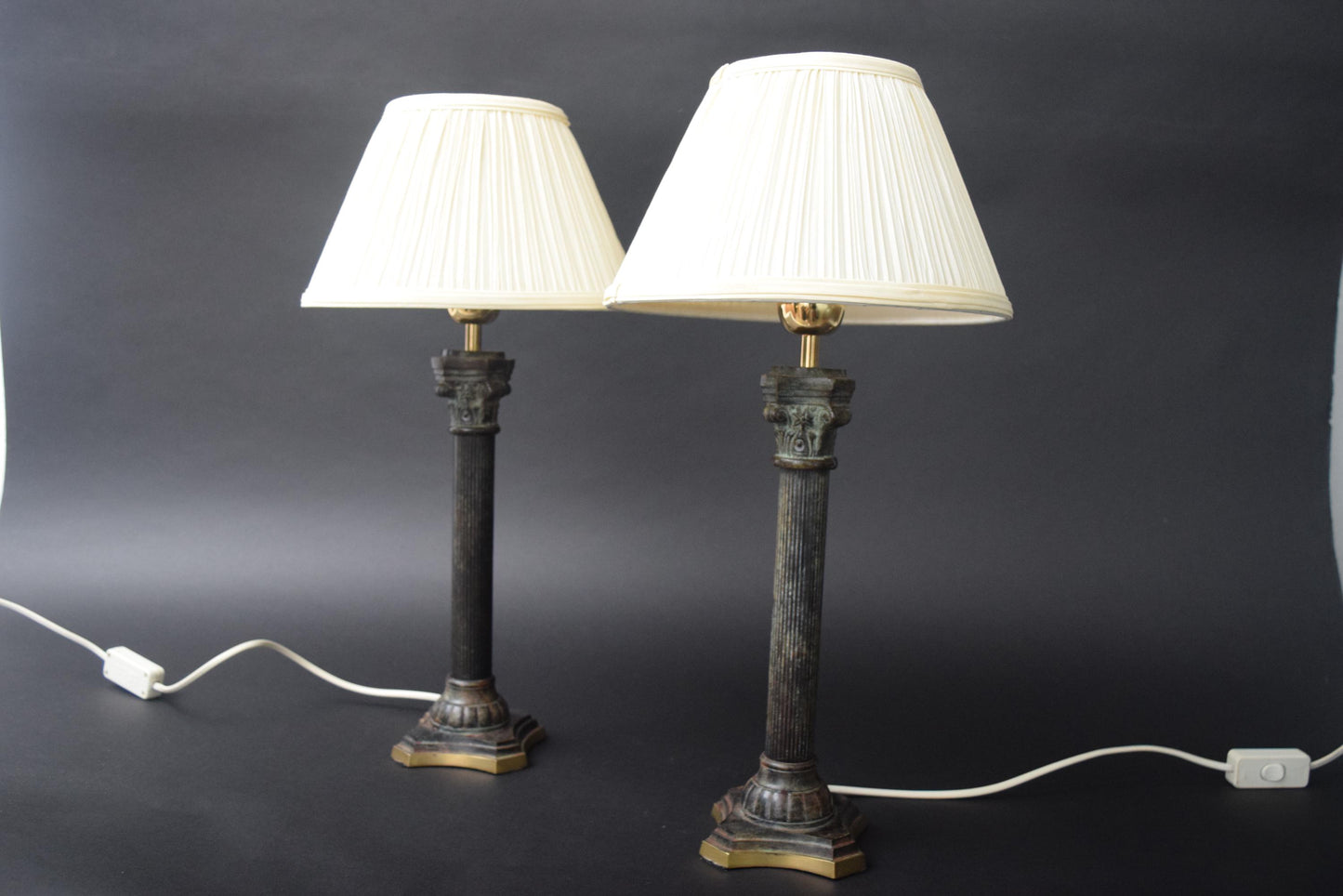 Pair of Vintage Column Table Lamps