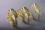 Antique Gilded Bronze Curtain Holdbacks, French 19th Century Foliate Scroll Design (Set of 3)
