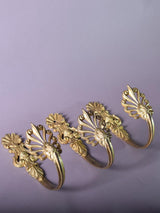 Antique Gilded Bronze Curtain Holdbacks, French 19th Century Foliate Scroll Design (Set of 3)