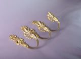 Antique Gilded Bronze Curtain Holdbacks, French 19th Century Foliate Scroll Design (Set of 3)