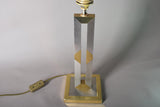 Vintage Brass and Chrome Table Lamp, Open-Frame Tower Base, in the Style of Willy Rizzo, 1980s