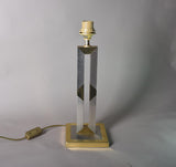 Vintage Brass and Chrome Table Lamp, Open-Frame Tower Base, in the Style of Willy Rizzo, 1980s