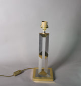Vintage Brass and Chrome Table Lamp, Open-Frame Tower Base, in the Style of Willy Rizzo, 1980s