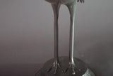 Vintage Silver-Toned Crane Bird Sculpture, Art Deco Style, Brass Accents, 1960s