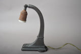 Antique Brass Gooseneck Desk Lamp, Fluted Stepped Base — American, circa 1920s