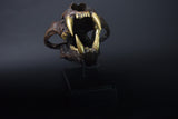 Bronze-Finished Big Cat Skull Sculpture, Gothic Decor Piece