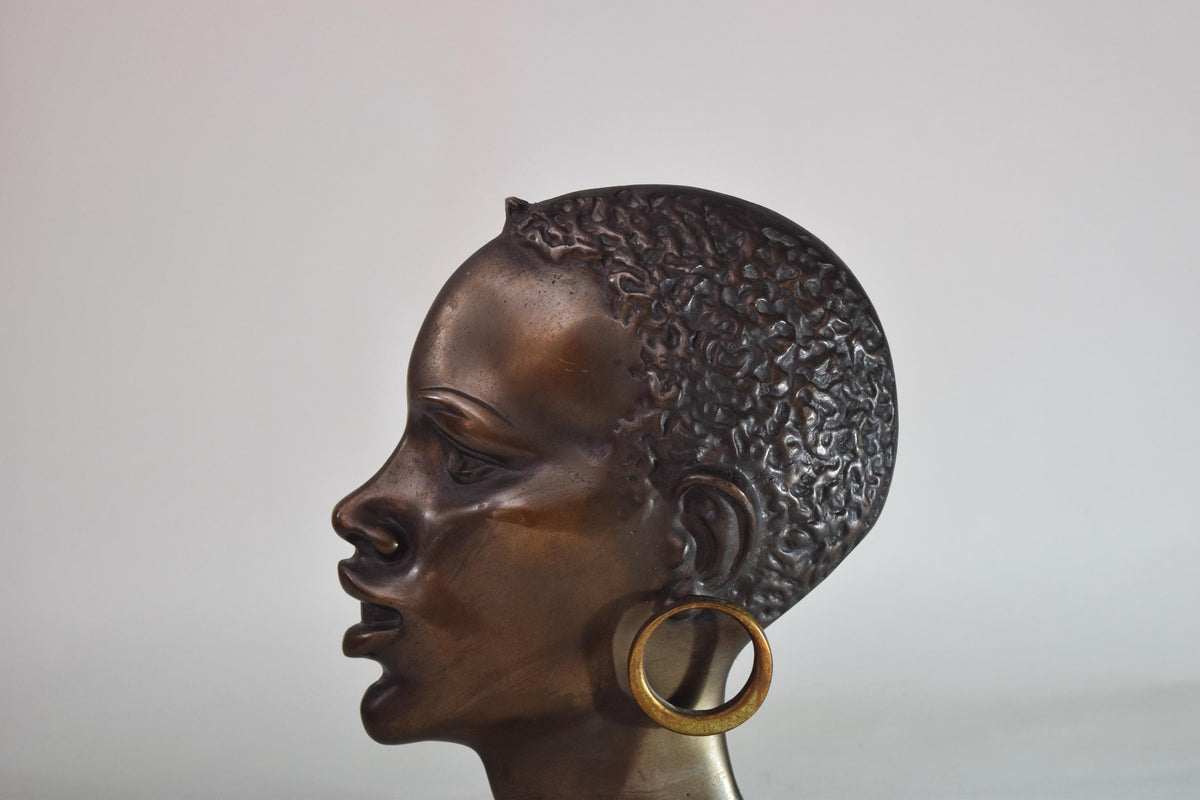 Pair of Bronze-Toned Bust Sculptures, Style of Hagenauer, 1950s