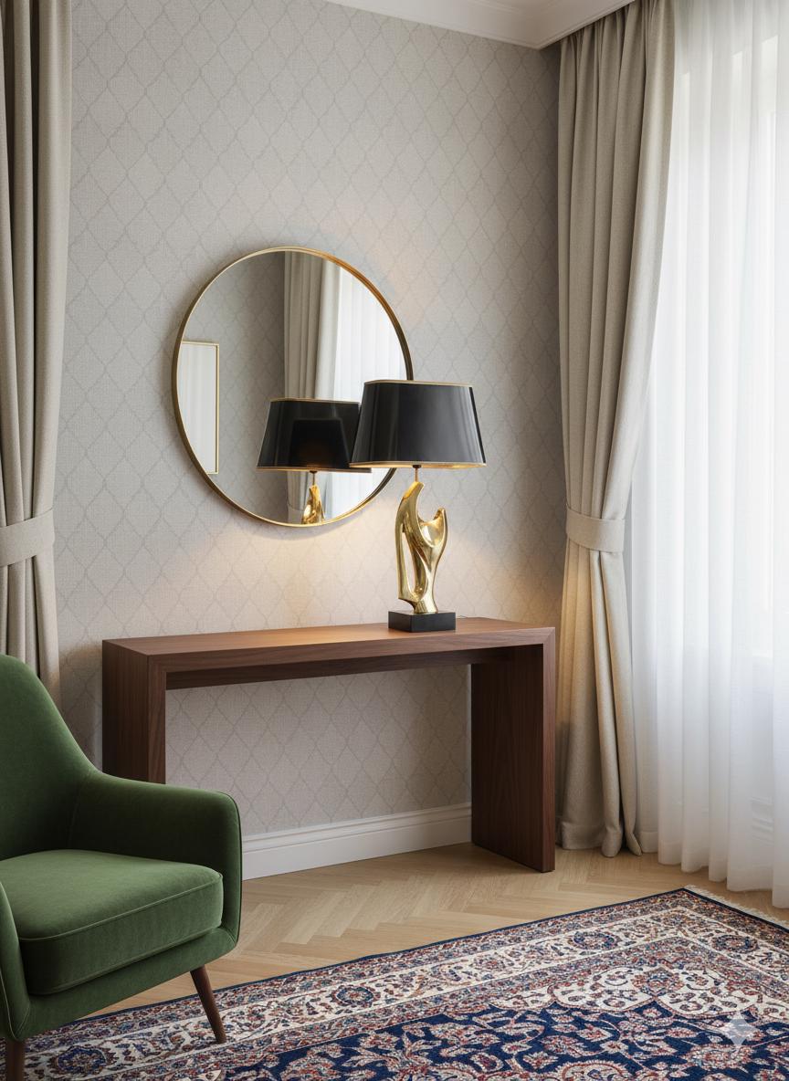 Brass Sculptural Table Lamp, Hand-Form Figure — French Modernist Style, 1970s