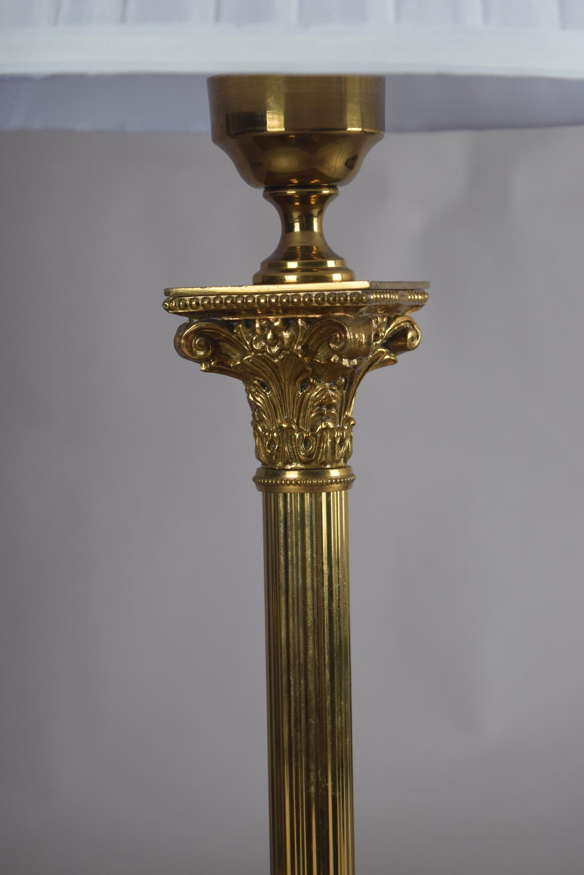 Tall Corinthian Column Lamp in Brass, Louis XVI Revival — Netherlands, 1960s