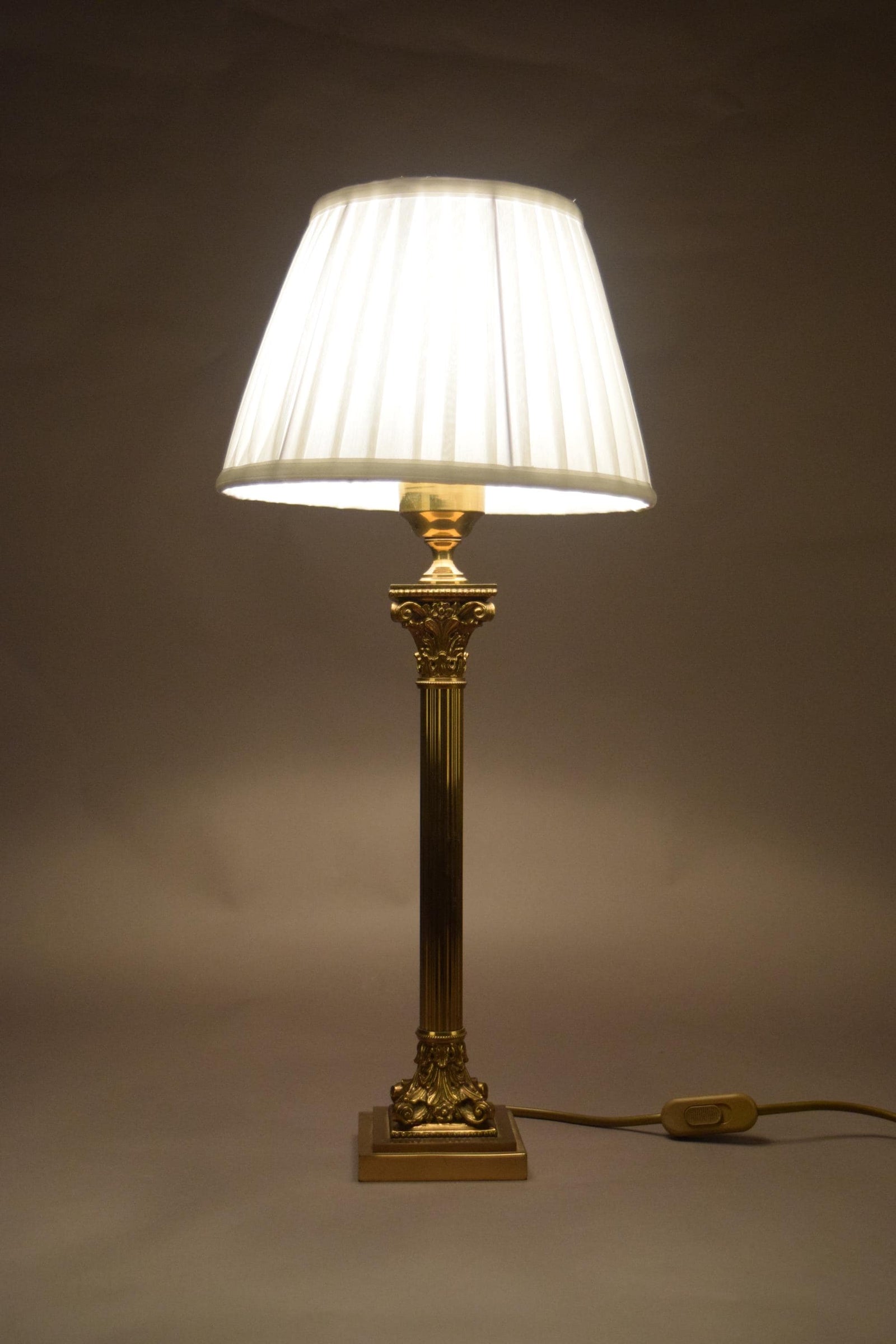 Tall Corinthian Column Lamp in Brass, Louis XVI Revival — Netherlands, 1960s