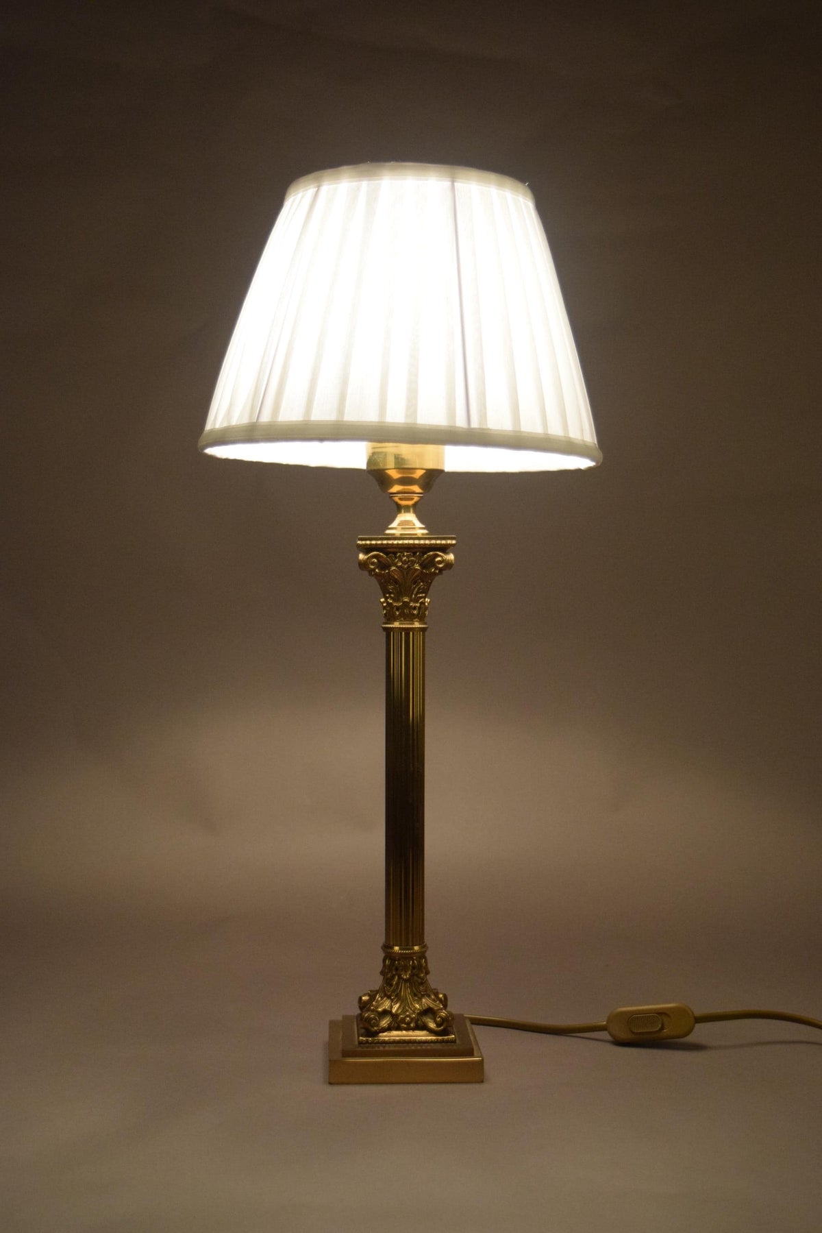 Tall Corinthian Column Lamp in Brass, Louis XVI Revival — Netherlands, 1960s