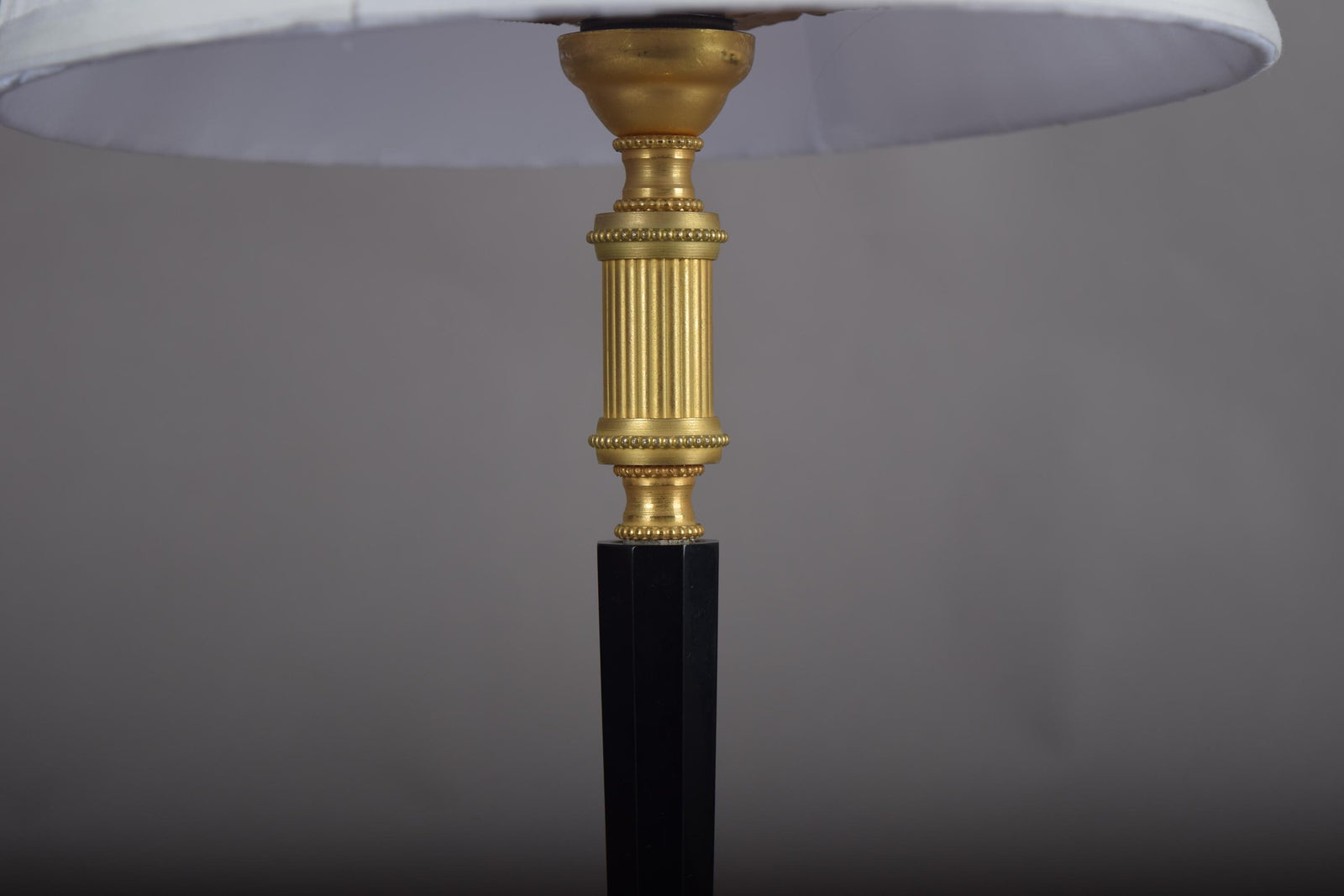 Mid-Century Gilded Brass Desk Lamp with Pleated Shade, 1950s