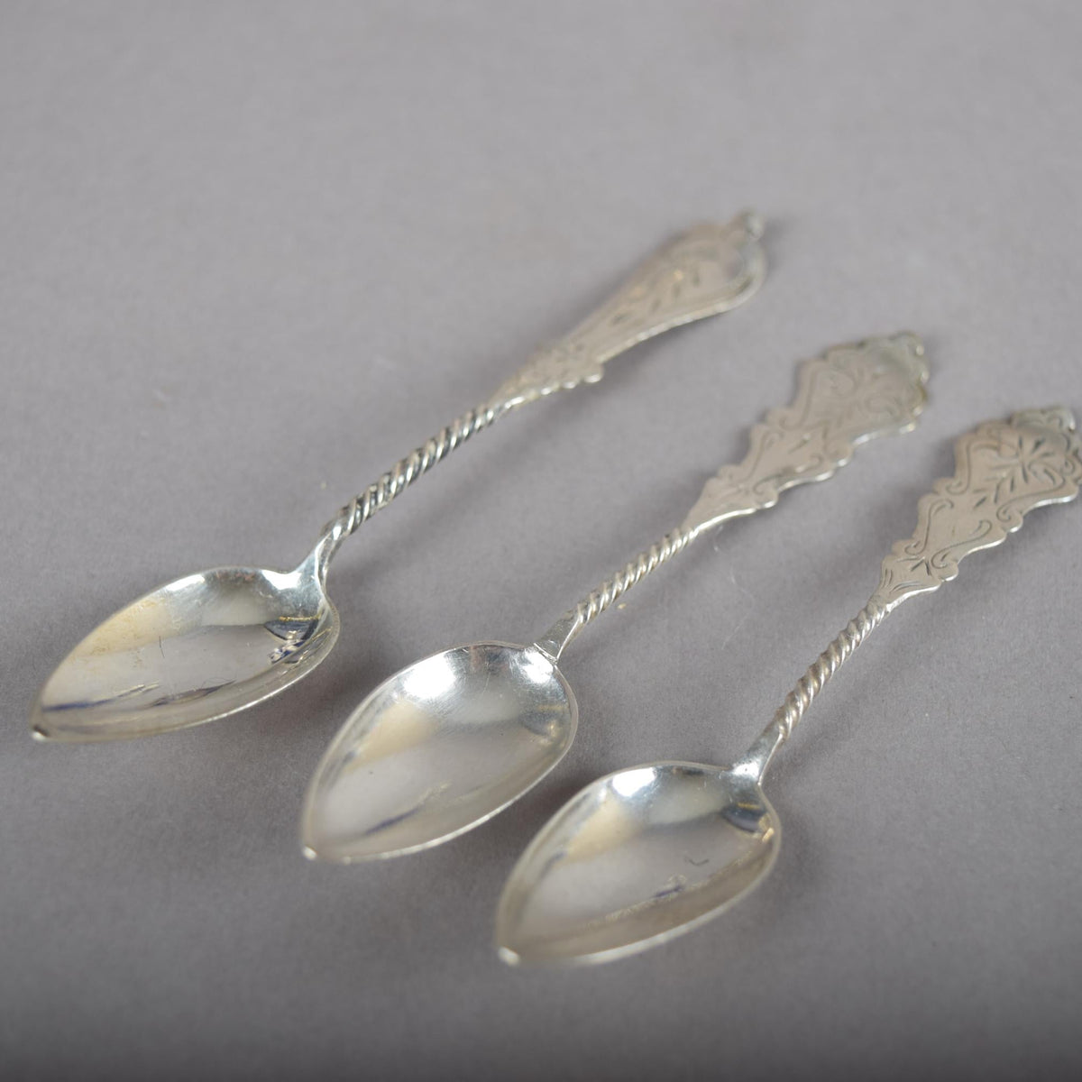 Antique Silver-Mounted Cobalt Glass Condiment Set, Louis XVI Style — French, Circa 1900, 7 Pieces