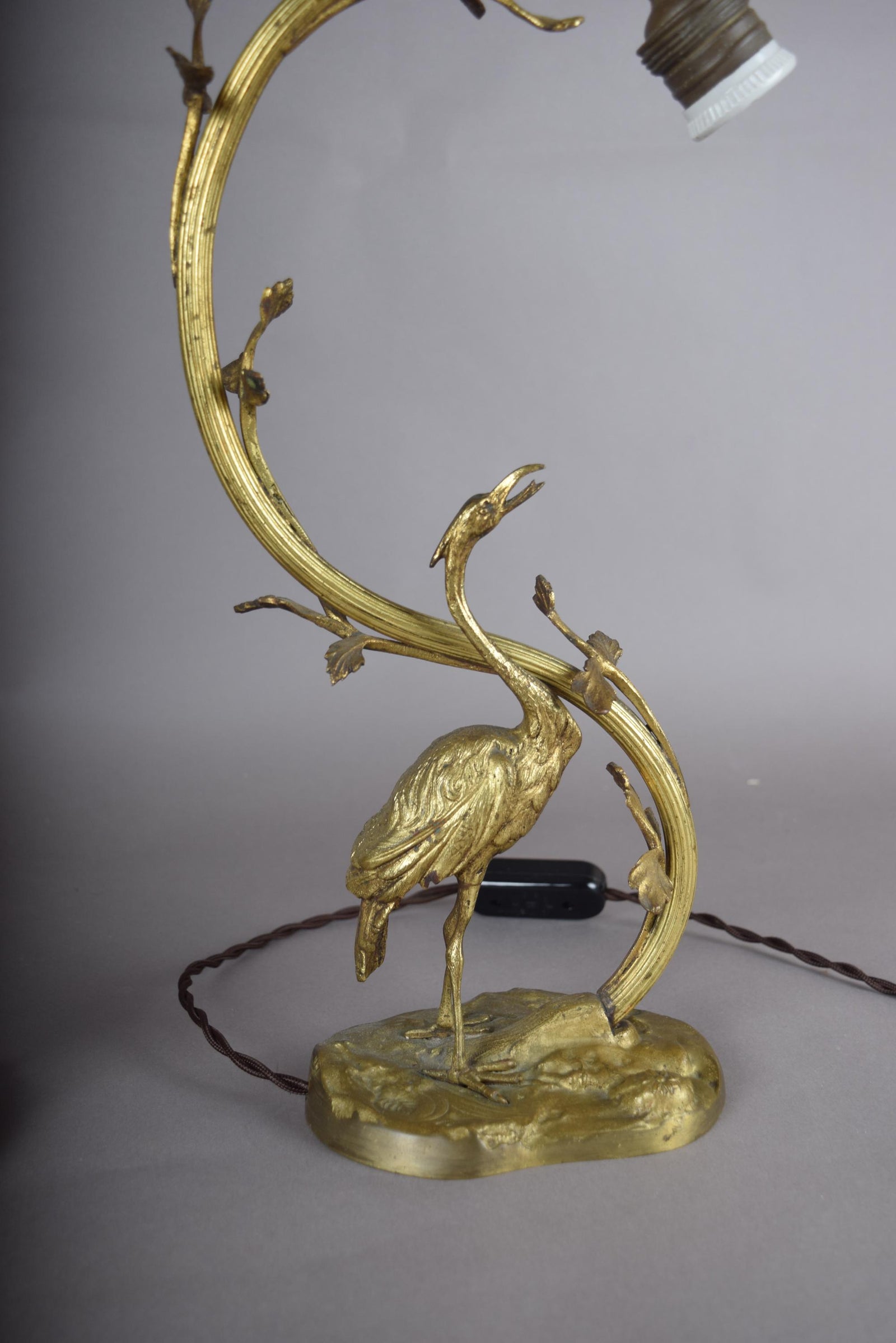 Pair of Gilt Crane Table Lamps, Hollywood Regency / French Art Deco Style, 1930s